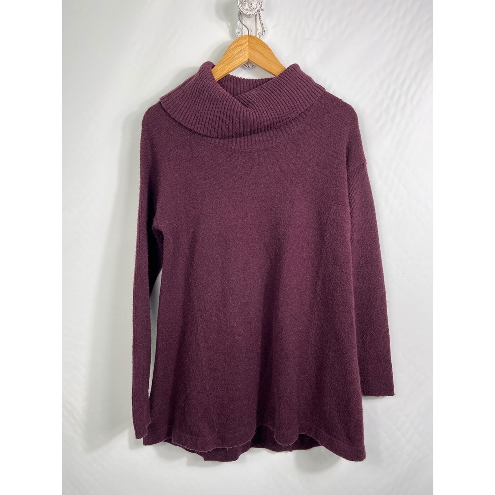 Moth Anthropologie Womens Cowl Neck Tunic Sweater Burgundy Plum Knit Small
